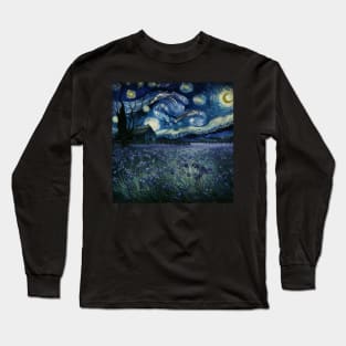 Enchanted Flower Garden Night: Bluebells Starry Floral Long Sleeve T-Shirt